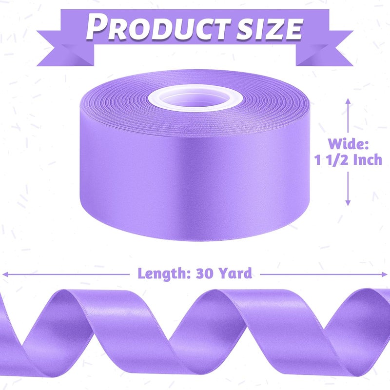 Fullive 1 1/2 Inch Violet Satin Ribbon, 30 Yards Ribbons for Crafts, Polyester Ribbon for Gift Wrapping for Birthday Graduate Valentines Day Decorations DIY Bows Wrapping Bouquet Floral Arrangements - Image 2